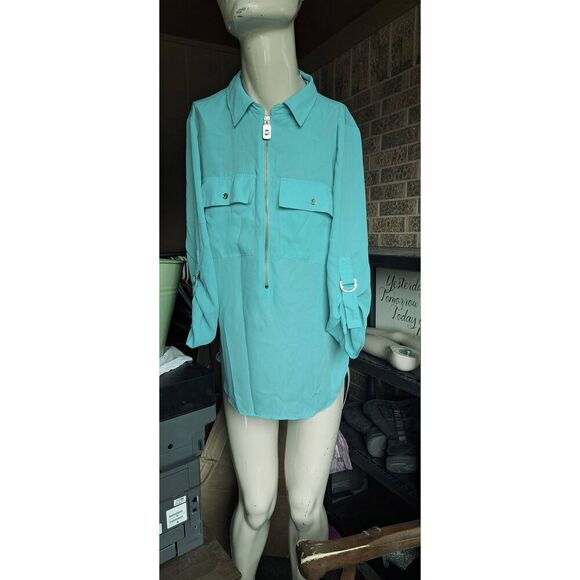 Michael Kors Tops - Michael Michael Kors Small Aqua Sheer Blouse